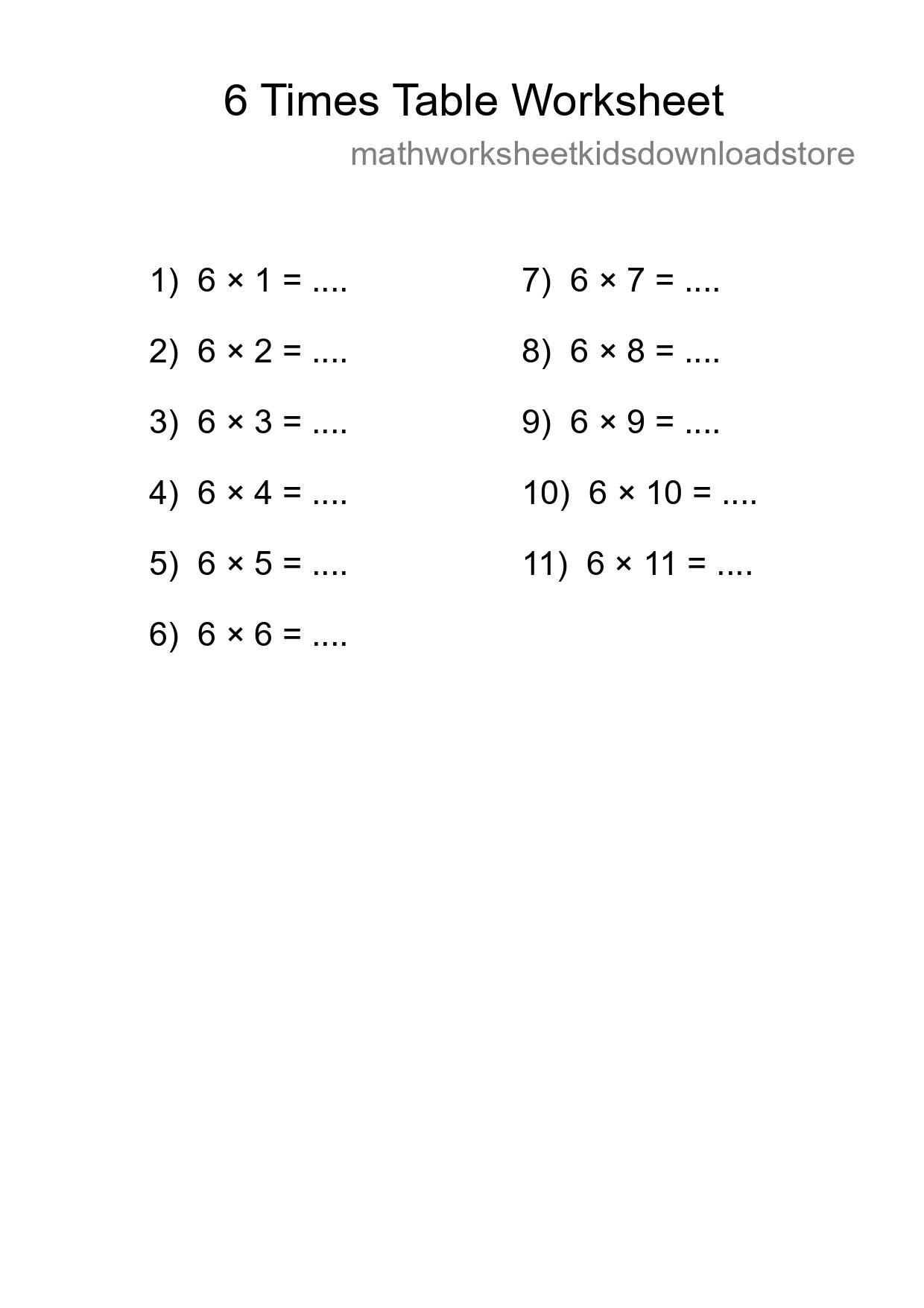 6 Times Table Worksheet For Grade 3 With Answers - Part 218