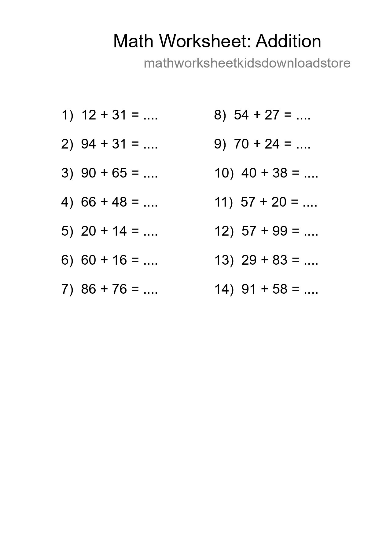 Free 14 Addition Math Worksheet For Grade 3 With Answers - Part 155