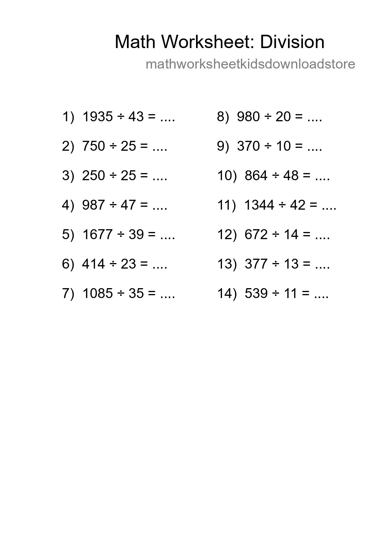 Free 14 Division Math Worksheet For Grade 2 With Answers - Part 147