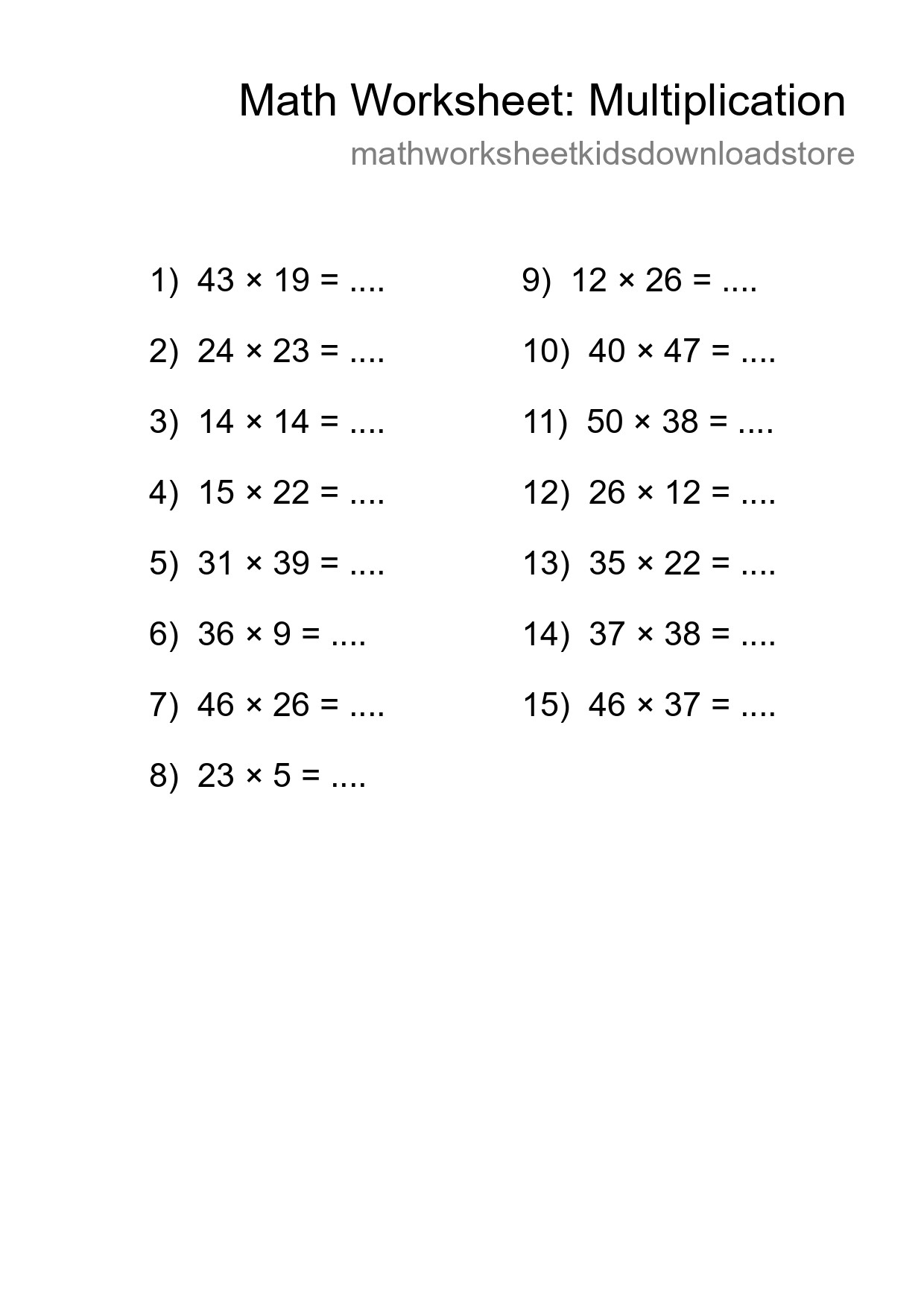 Free 15 Multiplication Math Worksheet For Grade 2 - Part 249