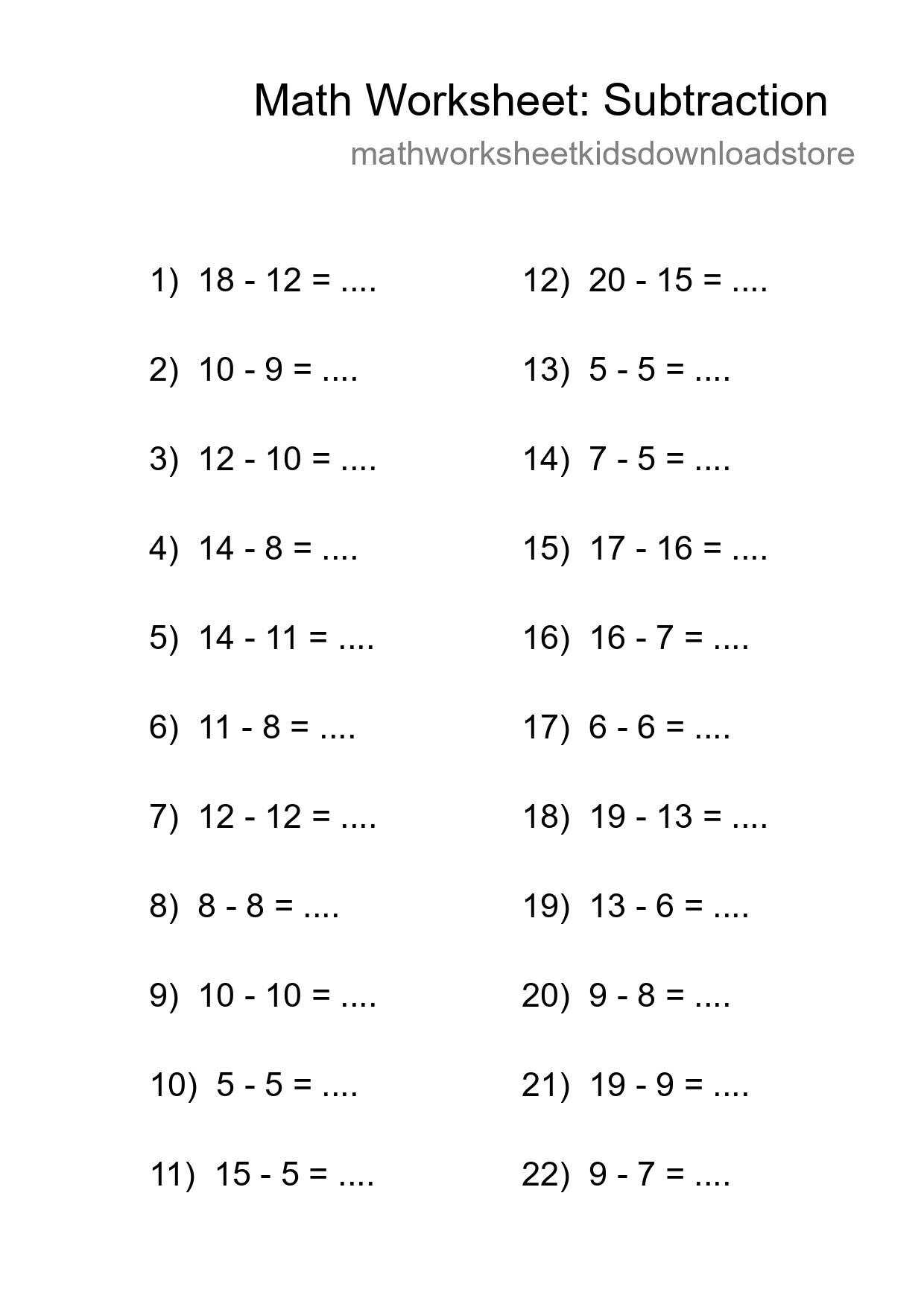Free 22 Subtraction Math Worksheet For Grade 2 - Part 162
