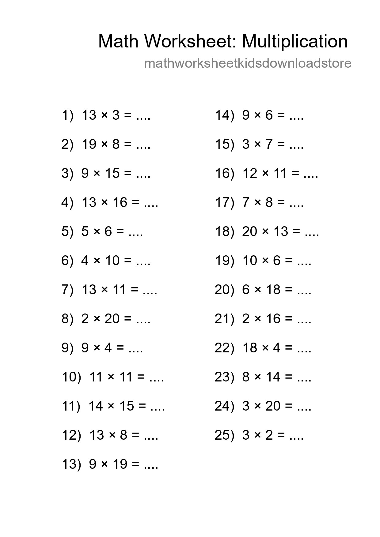 Free 25 Multiplication Math Worksheet For Grade 2 With Answers - Part 51