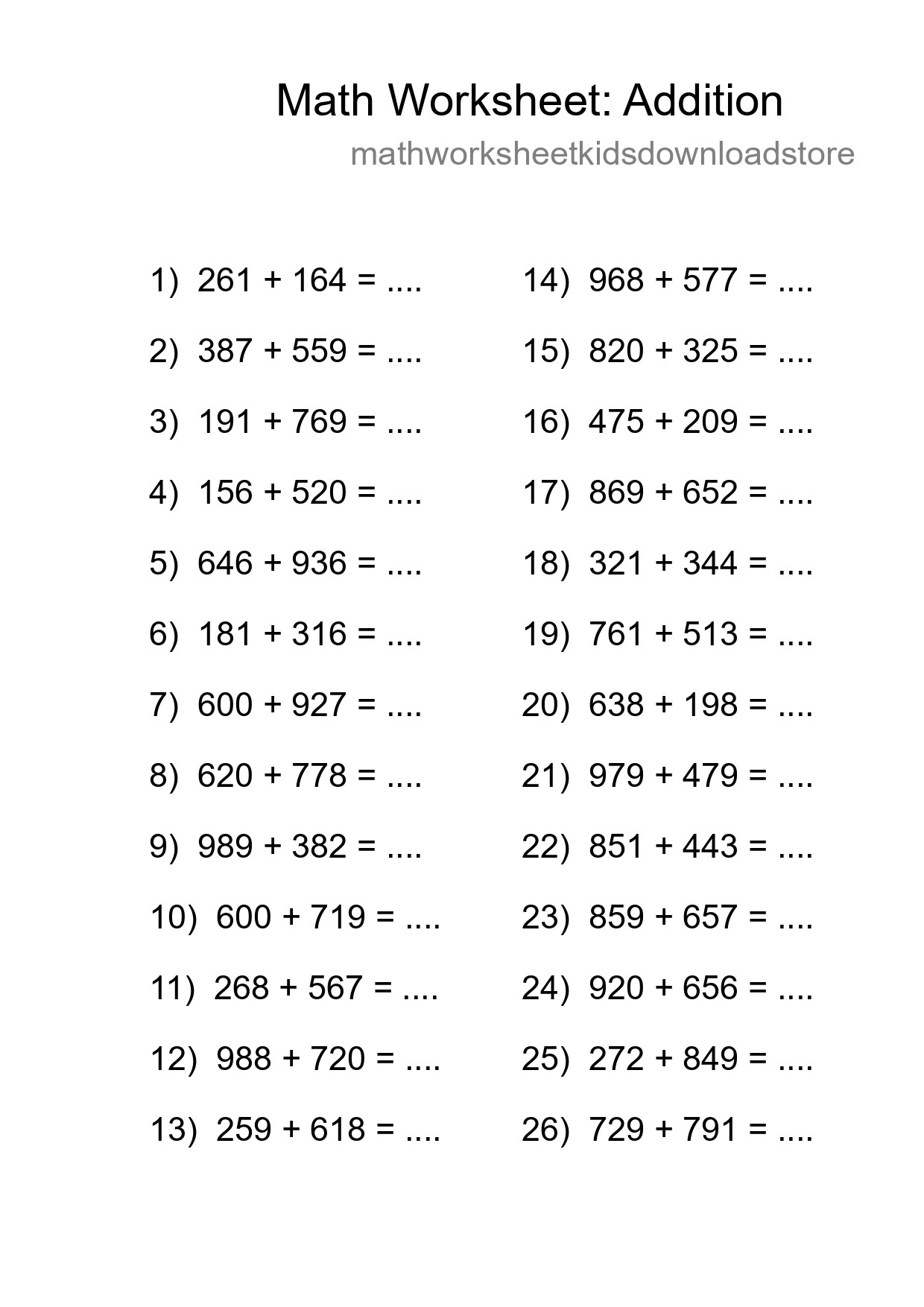 Free 26 Addition Math Worksheet For Grade 5 With Answers - Part 177