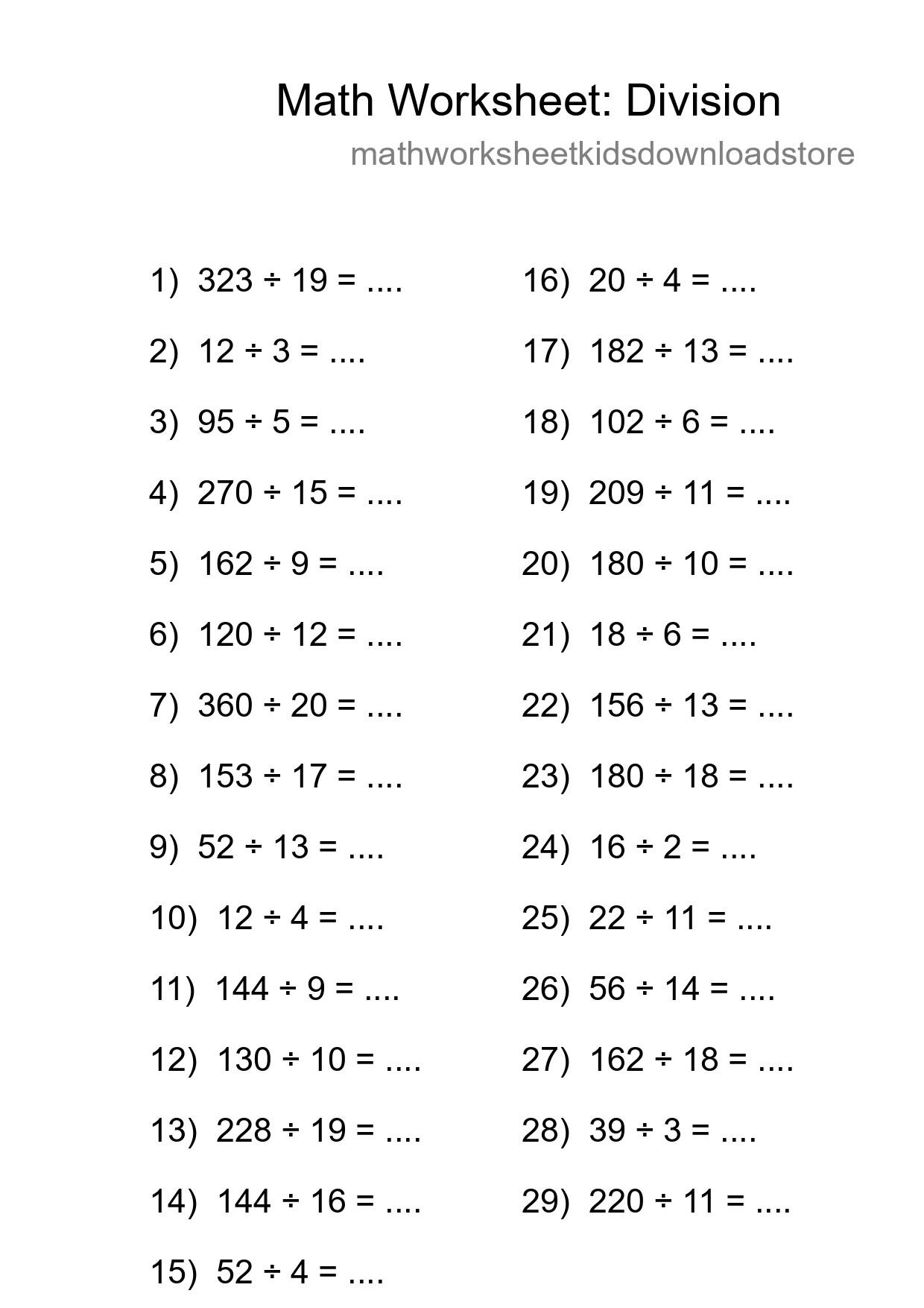 Free 29 Division Math Worksheet For Grade 2 - Part 48