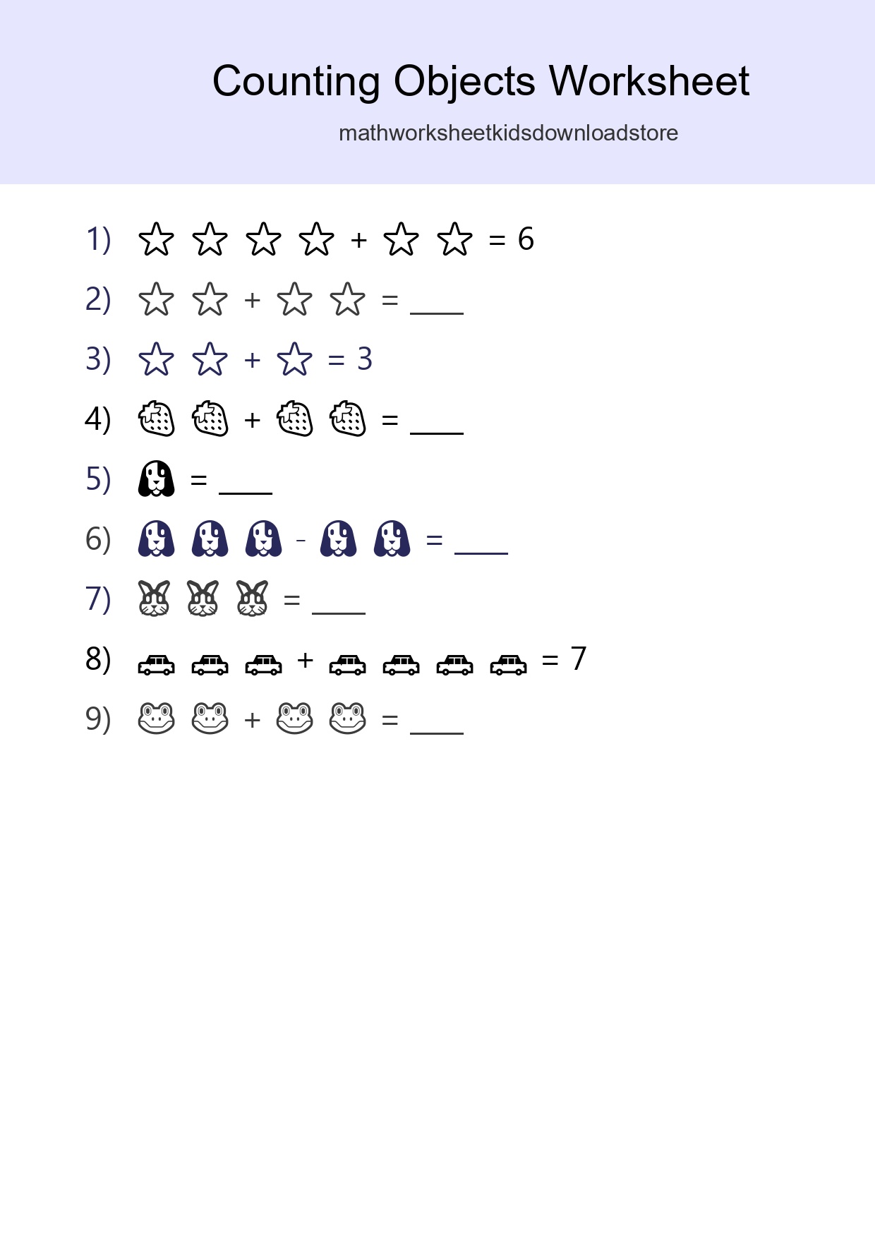 Free Counting Objects Worksheet For Kindergarten - Part 113