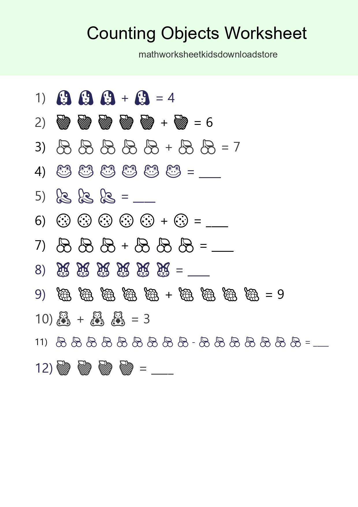 Free Counting Objects Worksheet For Kindergarten - Part 14