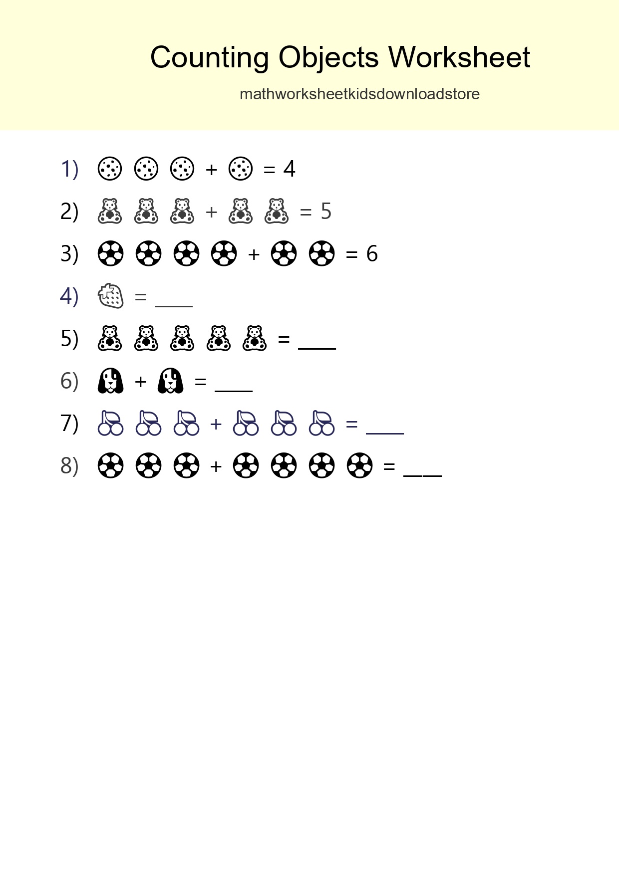 Free Counting Objects Worksheet For Kindergarten Printable - Part 47