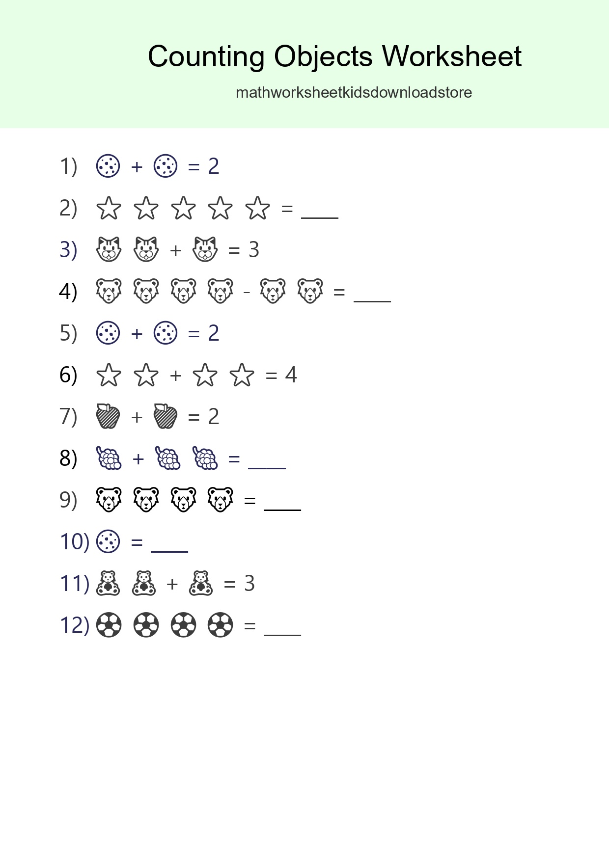 Free Counting Objects Worksheet For Pre-K Printable - Part 234
