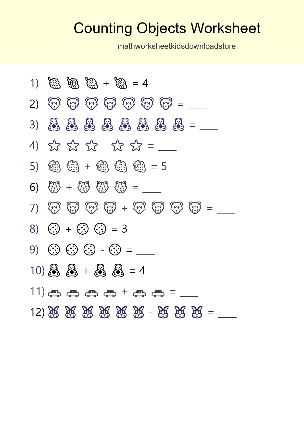 Kindergarten Count The Objects Worksheet - Part 135