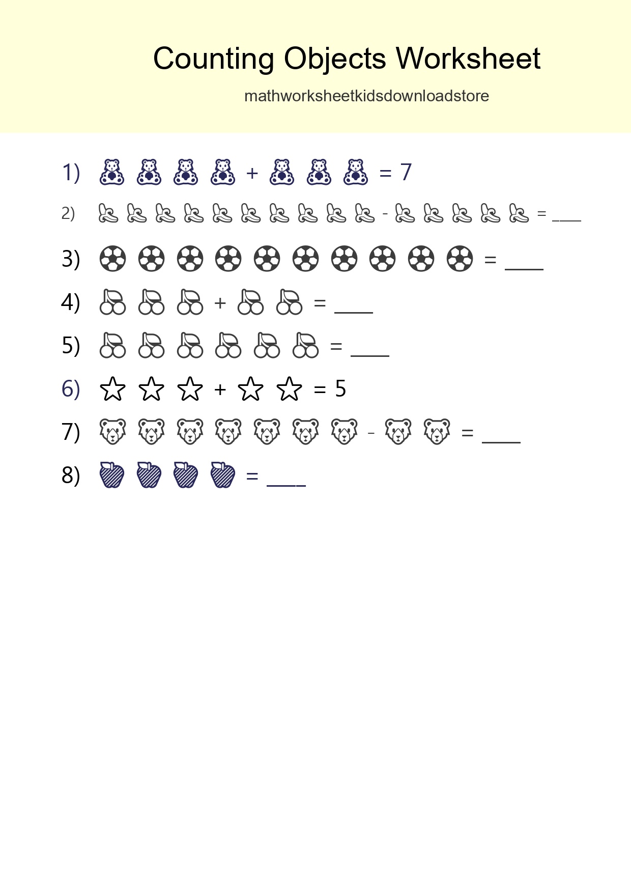 Kindergarten Count The Objects Worksheet - Part 179