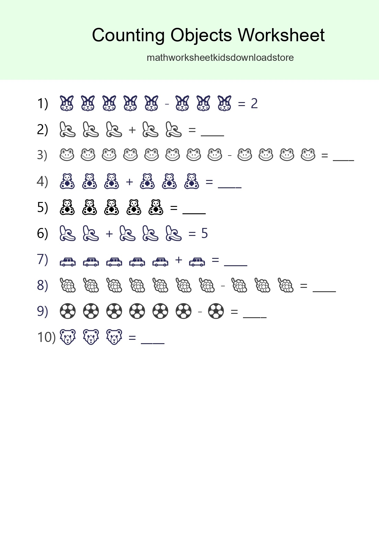 Kindergarten Count The Objects Worksheet - Part 223