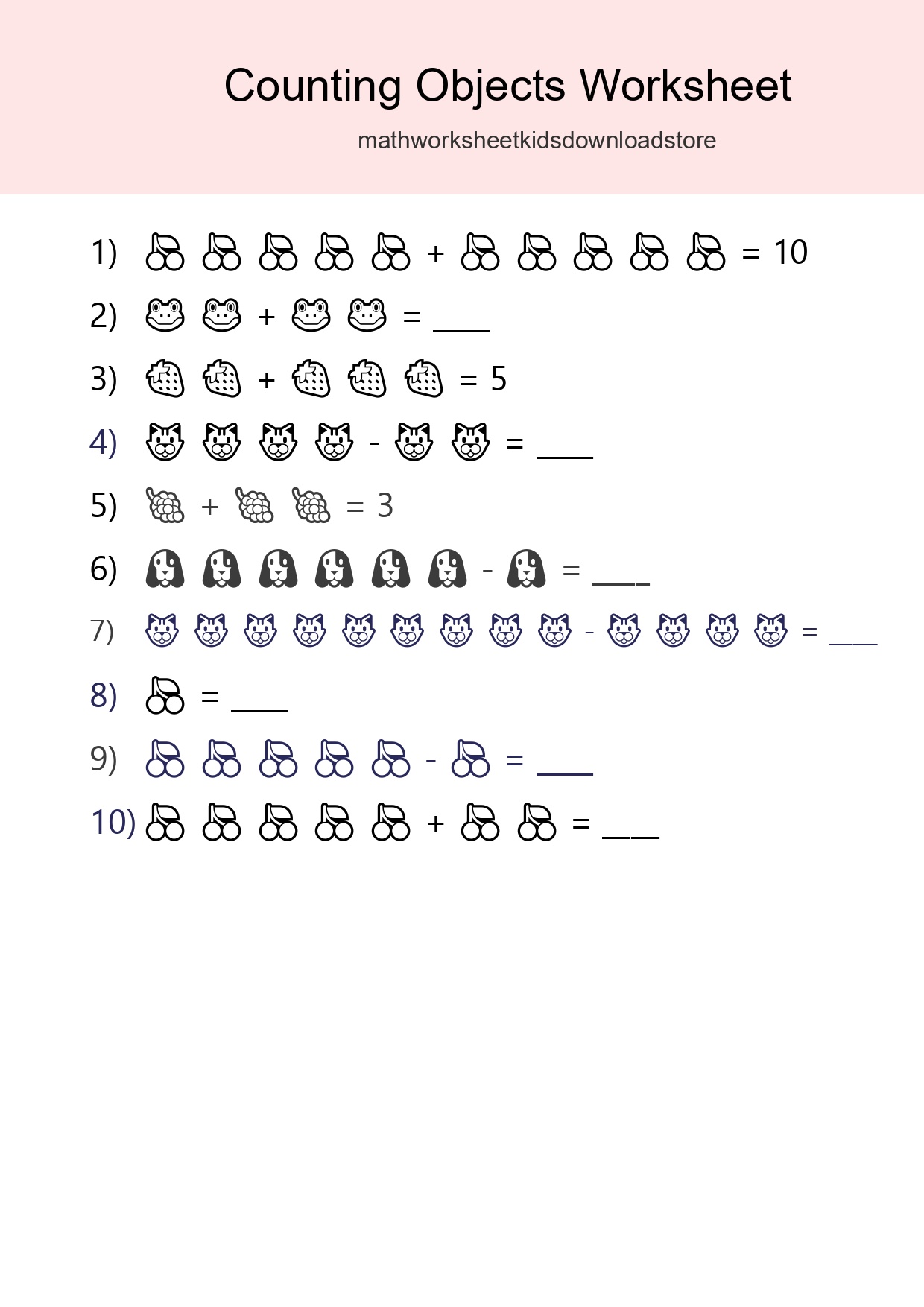 Kindergarten Count The Objects Worksheet - Part 3