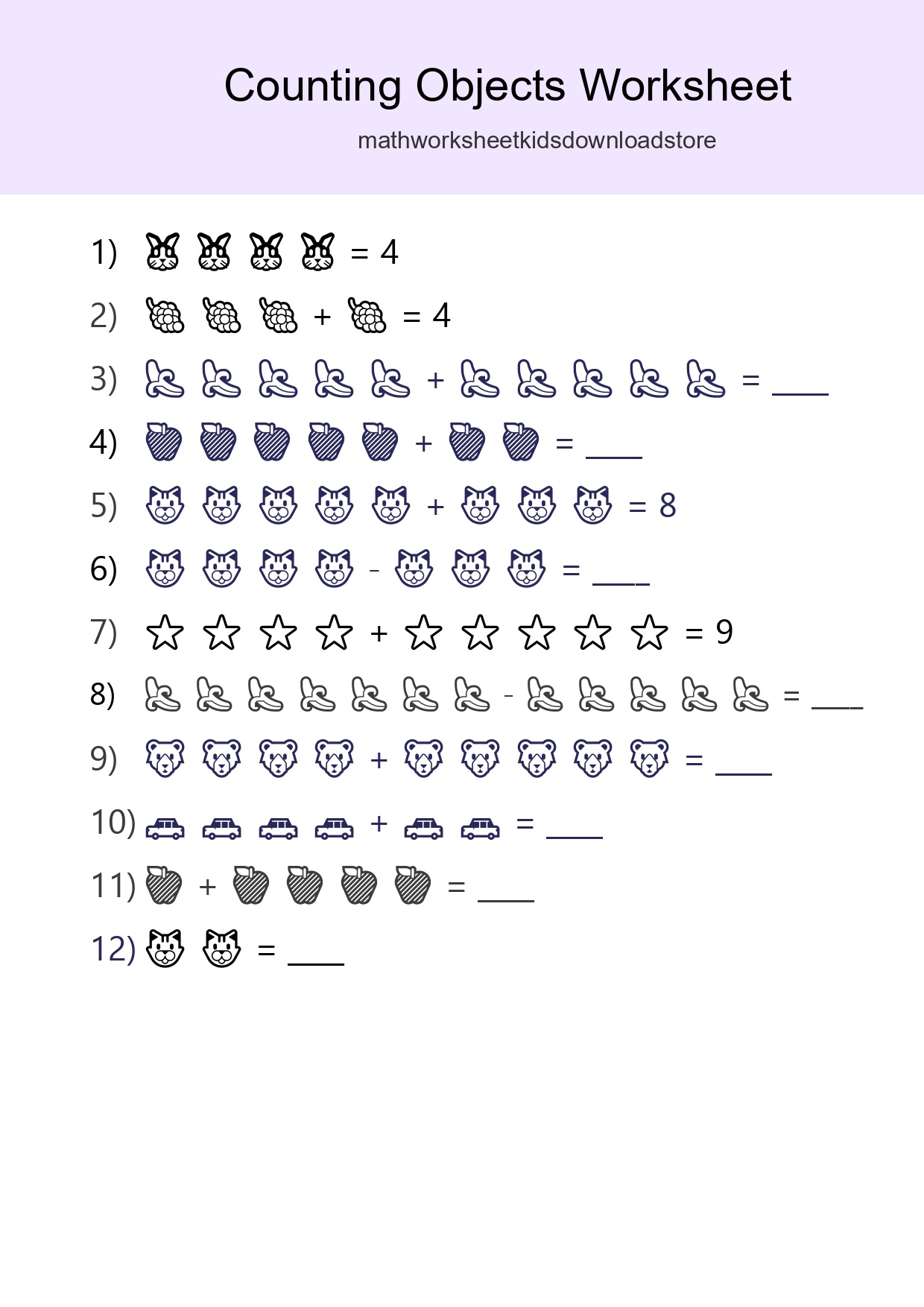 Kindergarten Count The Objects Worksheet - Part 36