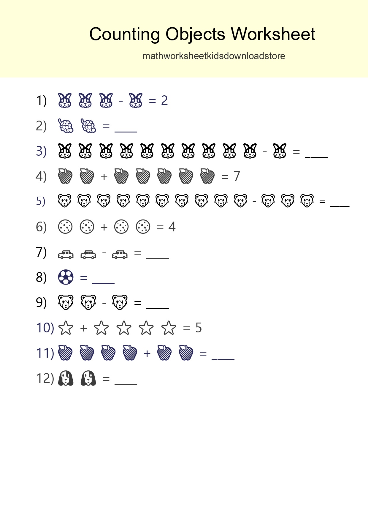 Learn Counting With Pictures Worksheet (Kindergarten) - Part 102
