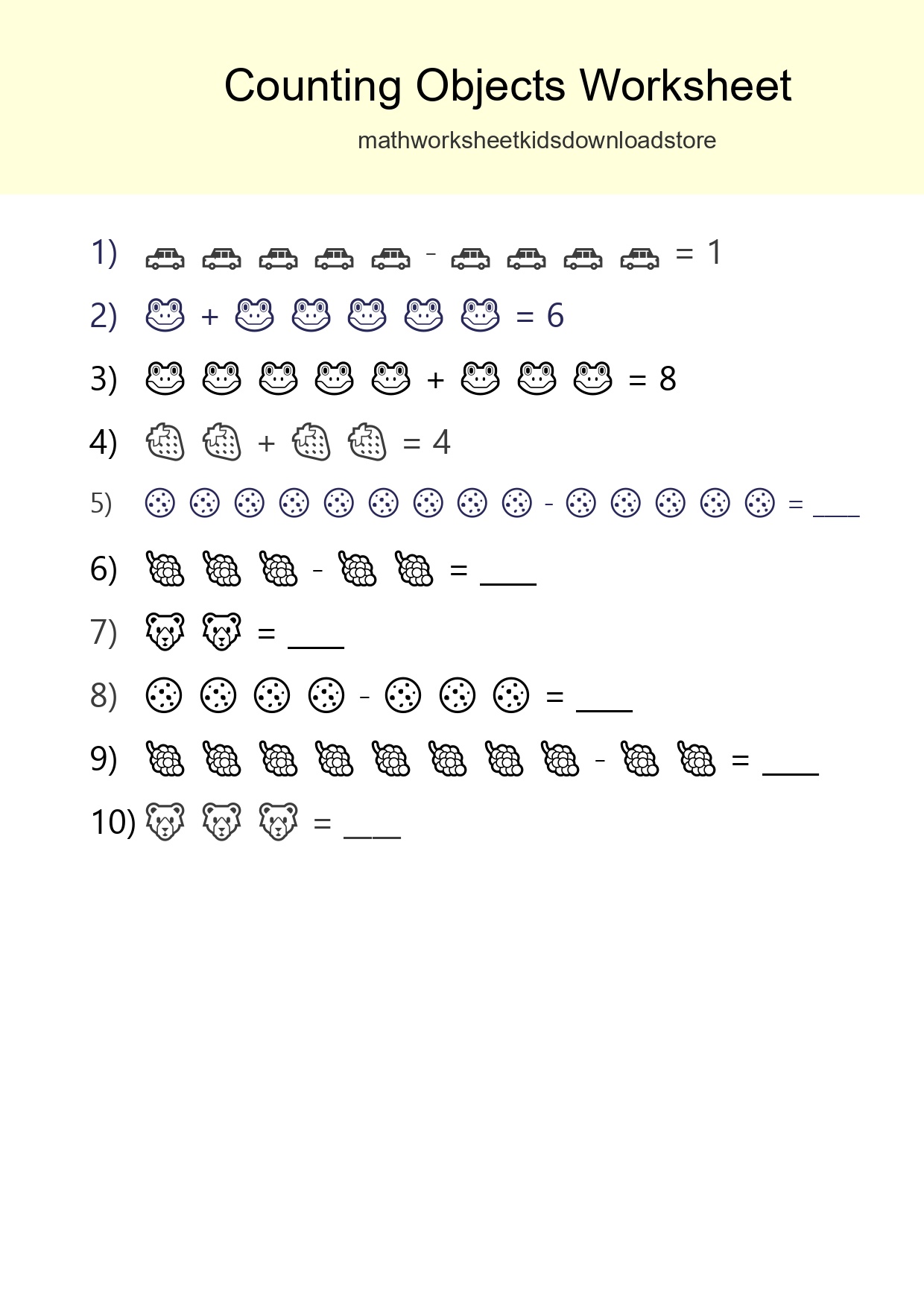Learn Counting With Pictures Worksheet (Kindergarten) - Part 212