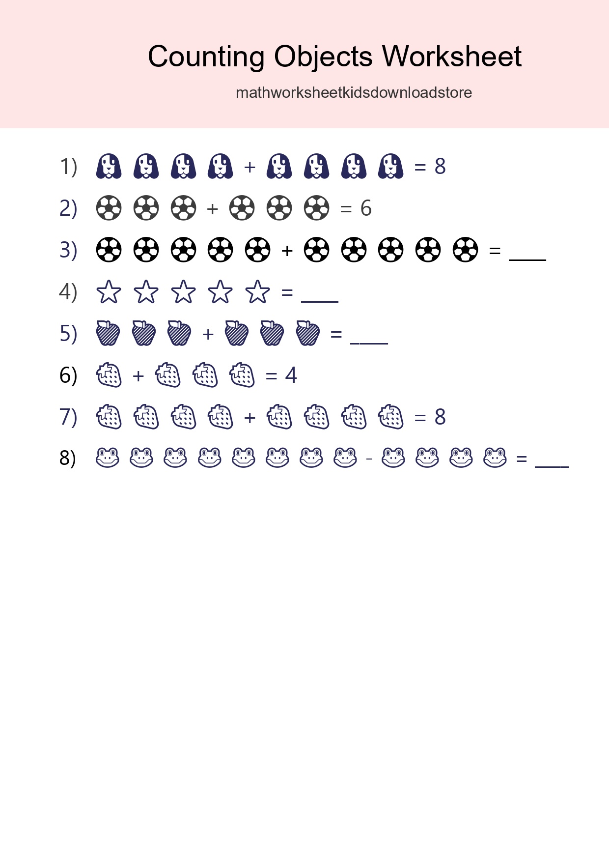 Learn Counting With Pictures Worksheet (Kindergarten) - Part 91