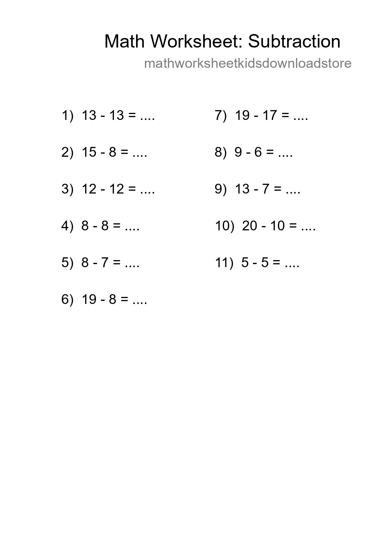 Printable Free 11 Subtraction Math Worksheet For Grade 2 - Part 41