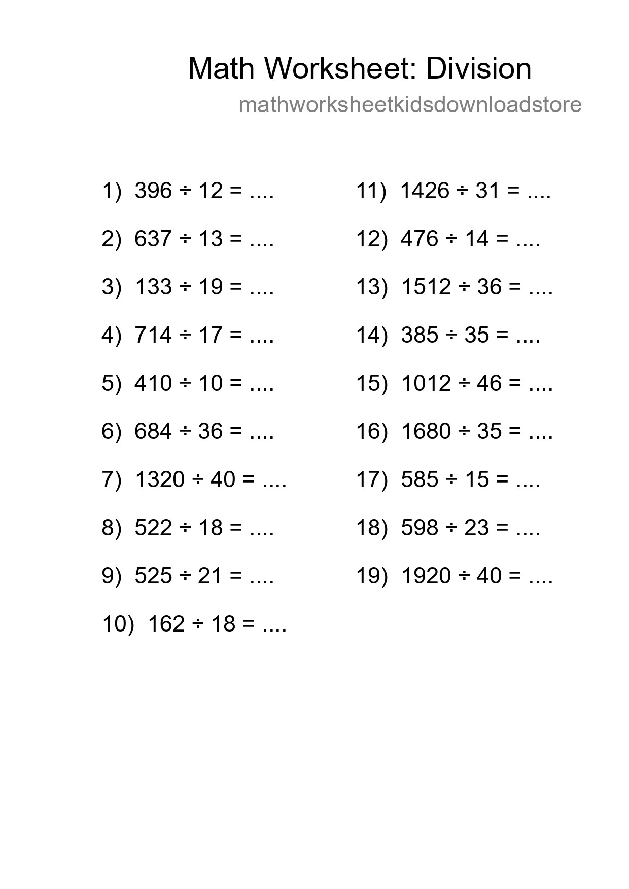 Printable Free 19 Division Math Worksheet For Grade 2 - Part 81