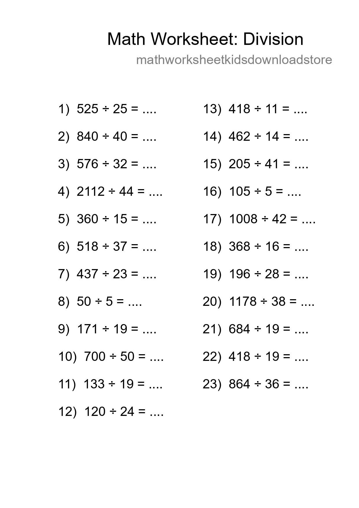 Printable Free 23 Division Math Worksheet For Grade 2 - Part 180